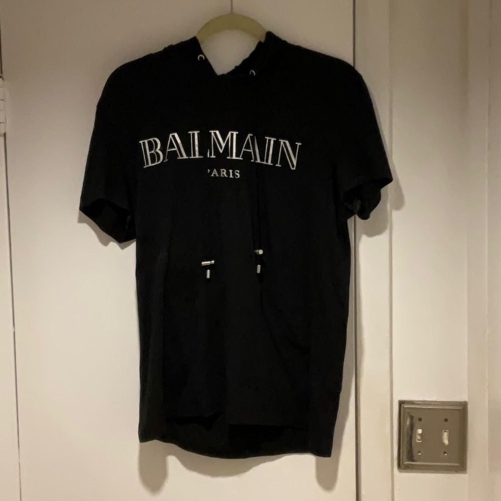 Balmain short sleeve hoodie